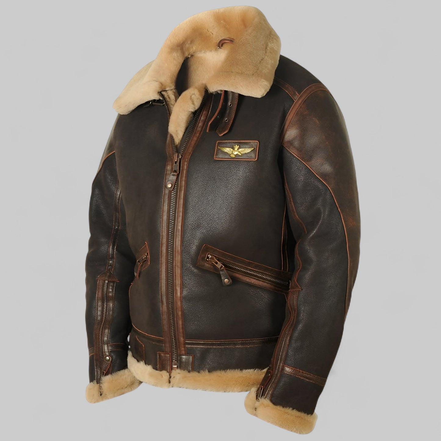 Gael™ | Veste aviateur chaude en cuir véritable