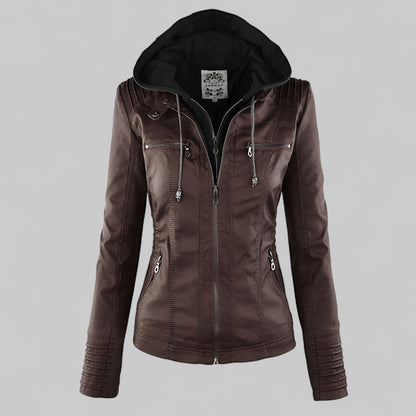 Rosa™ | Veste en cuir moderne avec capuche