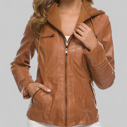 Rosa™ | Veste en cuir moderne avec capuche