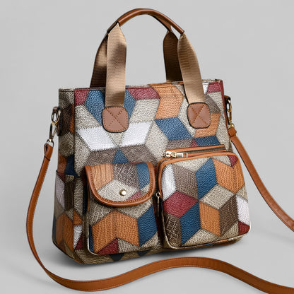 Clara™ | Élégance Artisanale en Cuir Mosaïque